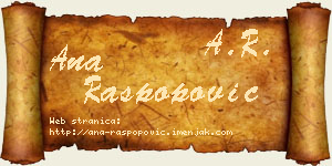 Ana Raspopović vizit kartica